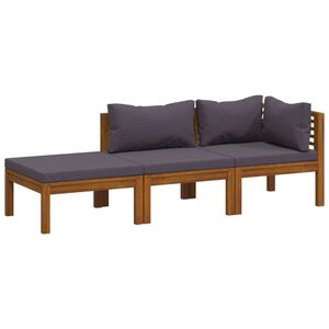 vidaXL Set Divani da Giardino 3 pz con Cuscini in Massello di Acacia