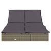 vidaXL Lettino Prendisole 2 Persone con Cuscini Grigio in Polyrattan