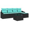 vidaXL Set di divani con cuscino 6 pcs Nero polyrattan