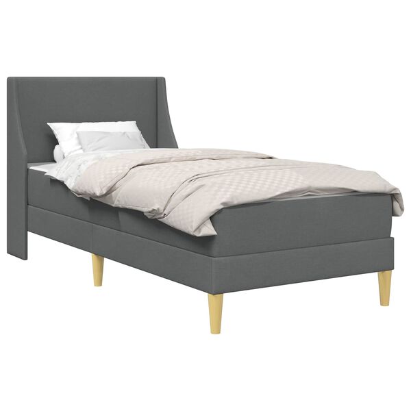 vidaXL Struttura letto con materasso Grigio scuro 90 x 200 cm Tessuto