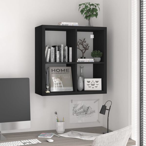 vidaXL Mensola a Muro a Cubo Nera 69,5x29,5x69,5 cm in MDF
