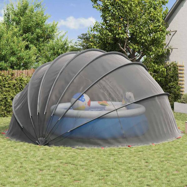 vidaXL Dome Piscina Nero 592 x 590 x 275 cm