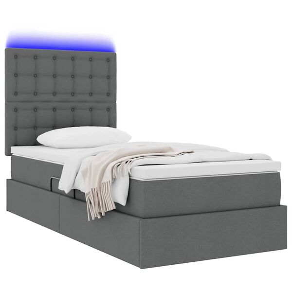 vidaXL Letto con contenitore e LED con led Grigio scuro 100 x 200 cm
