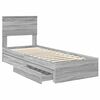 vidaXL Letto con Contenitore con testiera Grigio Sonoma 75 x 190 cm