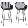 vidaXL Sedia da Bar 2 pz Nero 55 x 52 x 92 cm Rattan e Ferro