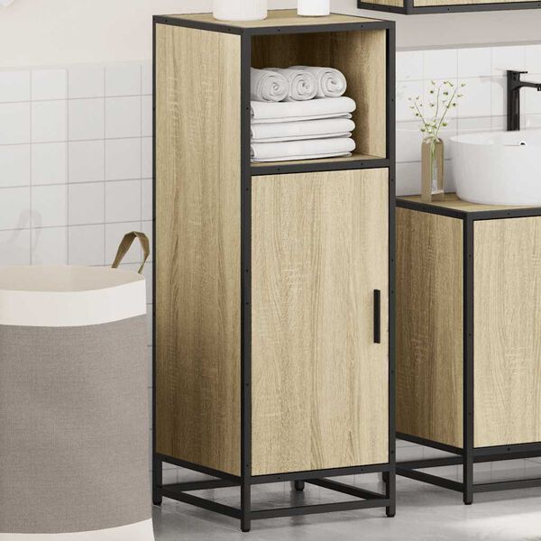 vidaXL Mobiletto da bagno Rovere Sonoma 35x37,5x100 cm Legno ingegnerizzato