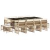vidaXL Set da Pranzo da Giardino 13 pz con Cuscini Beige in Polyrattan