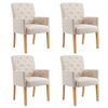 vidaXL Sedie da Pranzo con Braccioli 4 pz Beige in Tessuto