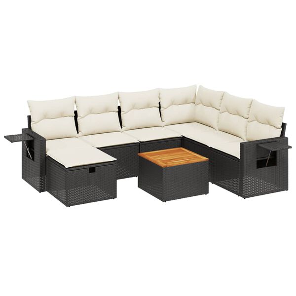 vidaXL Set Divani da Giardino con Cuscini 8 pz Nero in Polyrattan