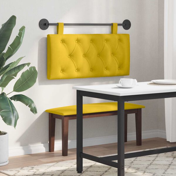 vidaXL Testata appesa Montaggio a parete Giallo 90 x 55 x 7 cm Velluto