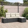 vidaXL Set Divano da Giardino con cuscino 4 pcs Nero Poly Rattan