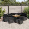 vidaXL Set Divano da Giardino con cuscino 9 pcs Nero Poly Rattan