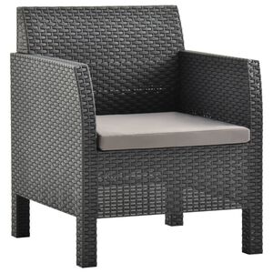 vidaXL Sedia da giardino con cuscino antracite 63x65x76 cm PP Rattan