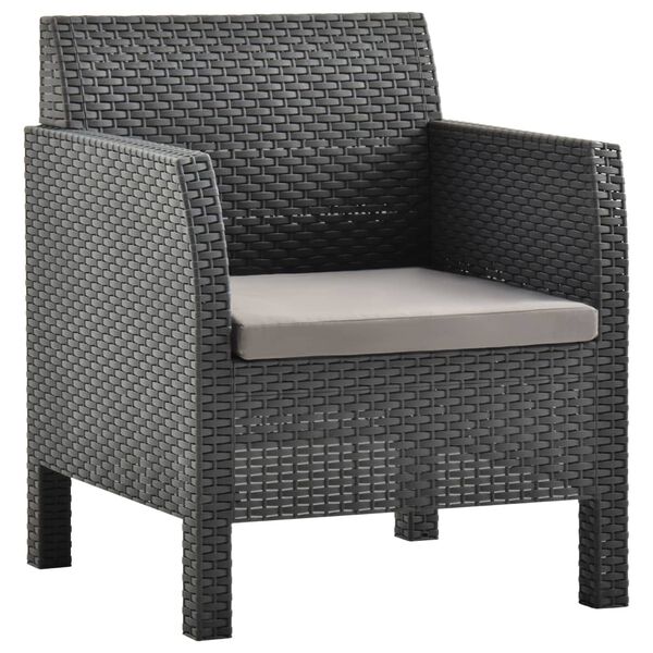 vidaXL Sedia da giardino con cuscino antracite 63x65x76 cm PP Rattan