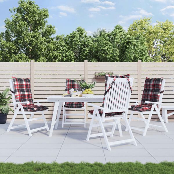 vidaXL Cuscini Sedia Schienale Alto 4 pz Quadri Rosso Tessuto Oxford
