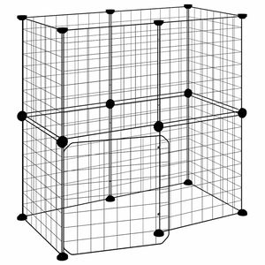 vidaXL Gabbia per Animali 12 Pannelli con Porta Nero 70x35x70 cm Acciaio