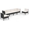 vidaXL Set Divani da Giardino 6 pz con Cuscini in Polyrattan Nero
