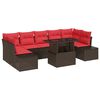 vidaXL Set Divano da Giardino 8 pz 7-Numero di posti Marrone e Rosso