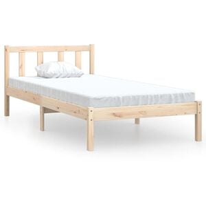 vidaXL Giroletto in Legno Massello Grigio 75x190 cm Small Single
