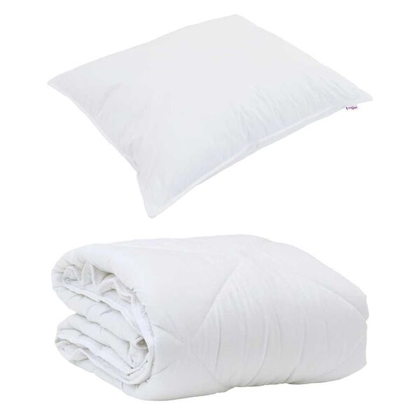 vidaXL Duvet Estivo con cuscino 2 pcs Bianco Microfibra