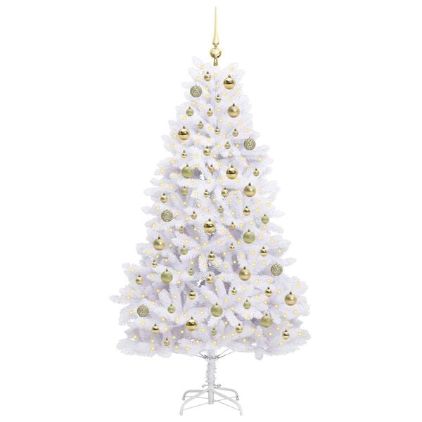vidaXL Albero di Natale Artificiale con Rami Pieghevoli Bianco 180 cm