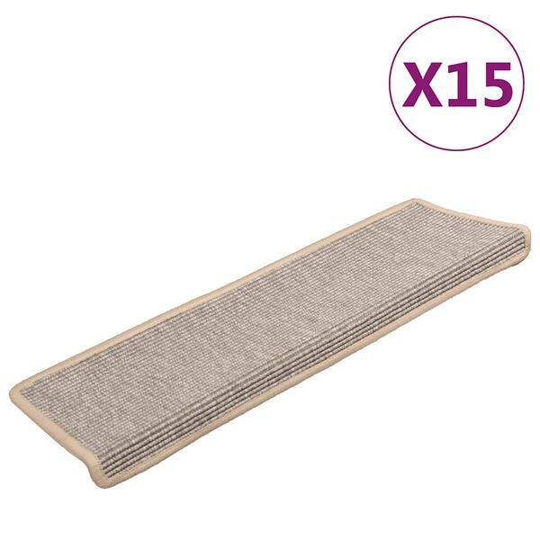 vidaXL Tappetini per scale 15 pz 65x21x4 cm argento bordo rettangolare