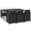vidaXL Set da Pranzo da Giardino 7 pz Nero con Cuscini in Polyrattan
