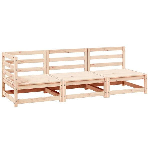 vidaXL Set Divani da Giardino 3 pz in Legno Massello di Pino