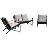 vidaXL Set Mobili da Balcone 3 pz con Cuscini Nero in Acciaio