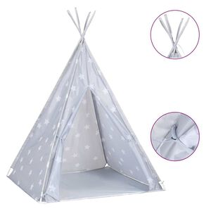 vidaXL Tenda Tipi Bambini con Borsa Grigio Poliestere 115x115x160cm