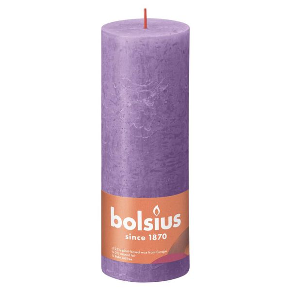 Bolsius Candele Rustiche a Colonna Shine 4 pz 190x68 mm Viola Vibrante