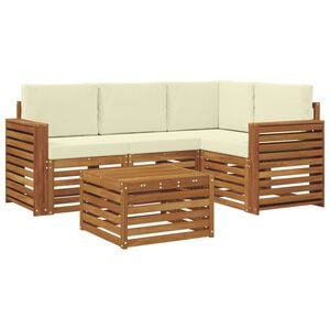 vidaXL Set di divani da esterno 5 pz Naturale e Crema Poliestere