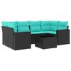 vidaXL Set Divani da Giardino 7 pz con Cuscini Nero in Polyrattan