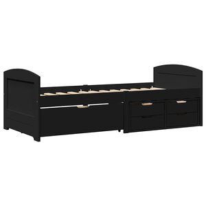 vidaXL Dormeuse con 5 Cassetti senza Materasso Nero 90x200 cm IRUN