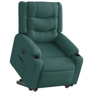 vidaXL Poltrona Alzapersona Reclinabile Elettrica Verde Scuro Tessuto