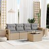 vidaXL Set Divano da Giardino 5 pz con Cuscini Beige in Polyrattan