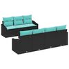 vidaXL Set di divani 8 pz 3-Numero di posti Nero e Turchese polyrattan