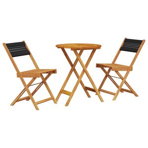 vidaXL Set da Bistrot 3pz Nero in Polipropilene e Legno Massello