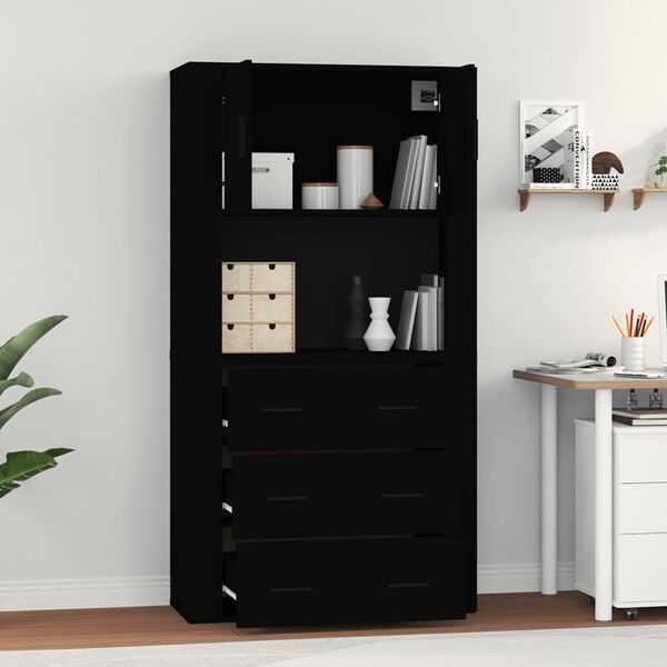 vidaXL Credenza Nera in Legno Multistrato