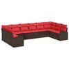 vidaXL Set di divani con cuscino 10 pcs Marrone polyrattan