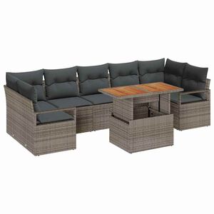 vidaXL Set Divano da Giardino 8 pcs Grigio Poly Rattan