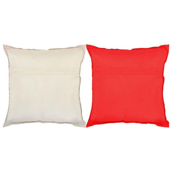 vidaXL Cuscini Patchwork 2 pz Realizzati a Mano 45x45 cm Rosso/Beige