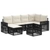 vidaXL Set Divano da Giardino 7 pz Nero e Bianco Crema polyrattan