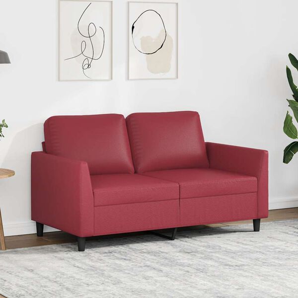 vidaXL Divano a 2 Posti Rosso Vino 120 cm in Similpelle