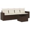 vidaXL Set Divano da Giardino 5 pz con Cuscini Marrone in Polyrattan