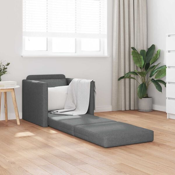 vidaXL Divano letto 60cm Grigio scuro Tessuto