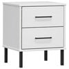 vidaXL Comodino con Gambe in Metallo Bianco Legno Massello Pino OSLO