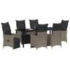 vidaXL Set da Pranzo per Giardino con cuscino 7 pcs Grigio polyrattan