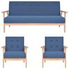 vidaXL Set di Divani 3 pz in Tessuto Blu