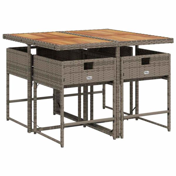 vidaXL Set da Pranzo da Giardino 5 pz con Cuscini in Polyrattan Grigio